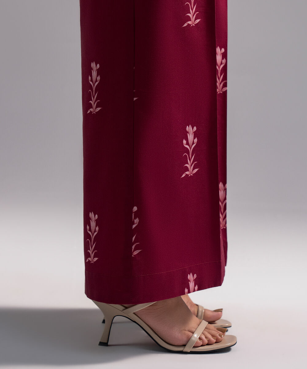 Women's RTW Cambric Printed Plum Flared Pants