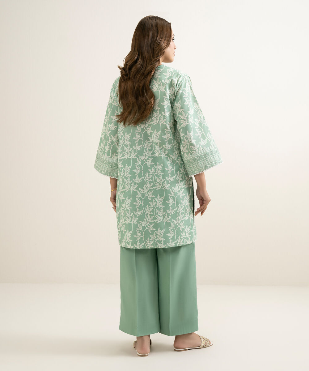 Women's Unstitched Lawn Printed Green 2 Piece Suit