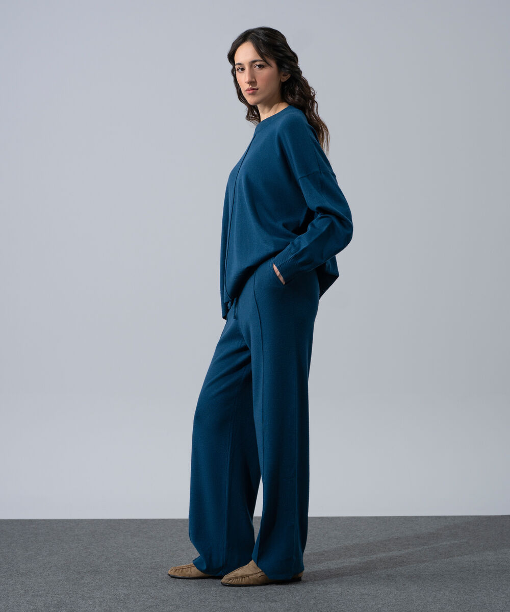 Women's Western Wear Navy Blue Loose Fit Knit Sweater