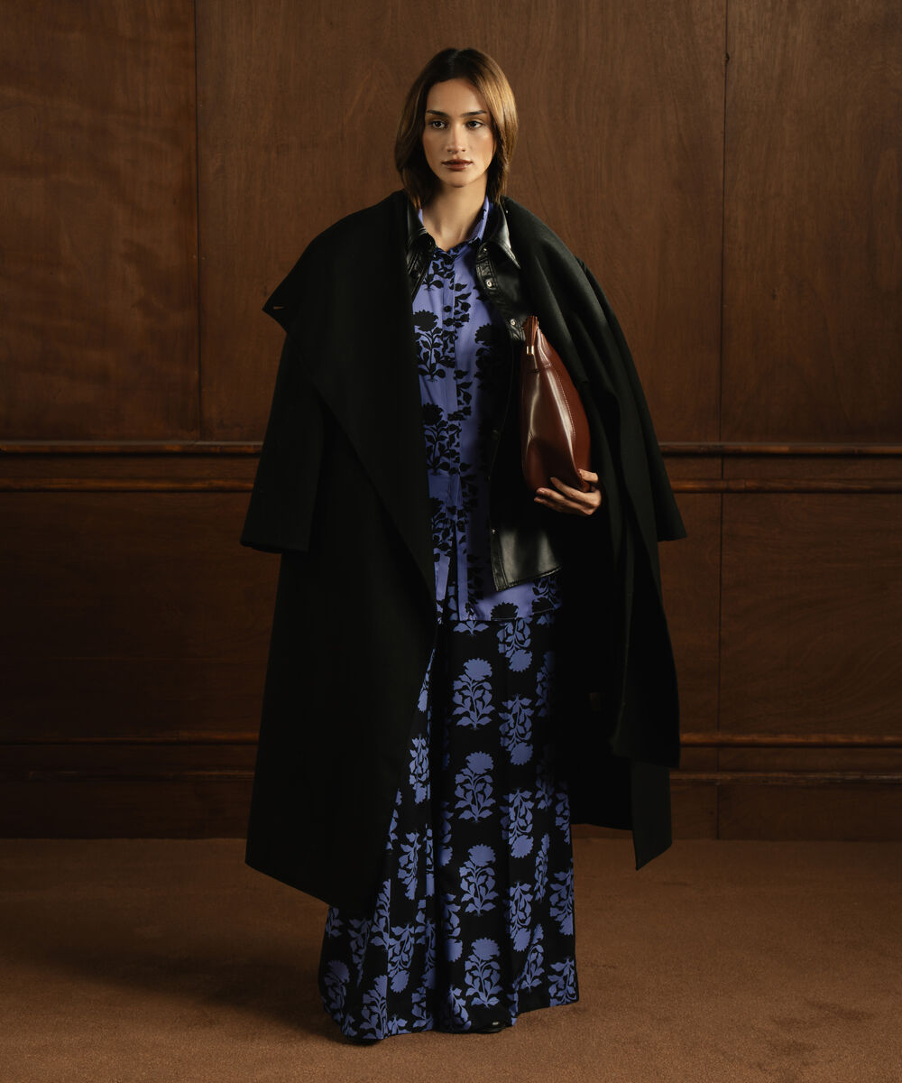 Women's RTW Viscose Linen Purple Printed Button Down Shirt