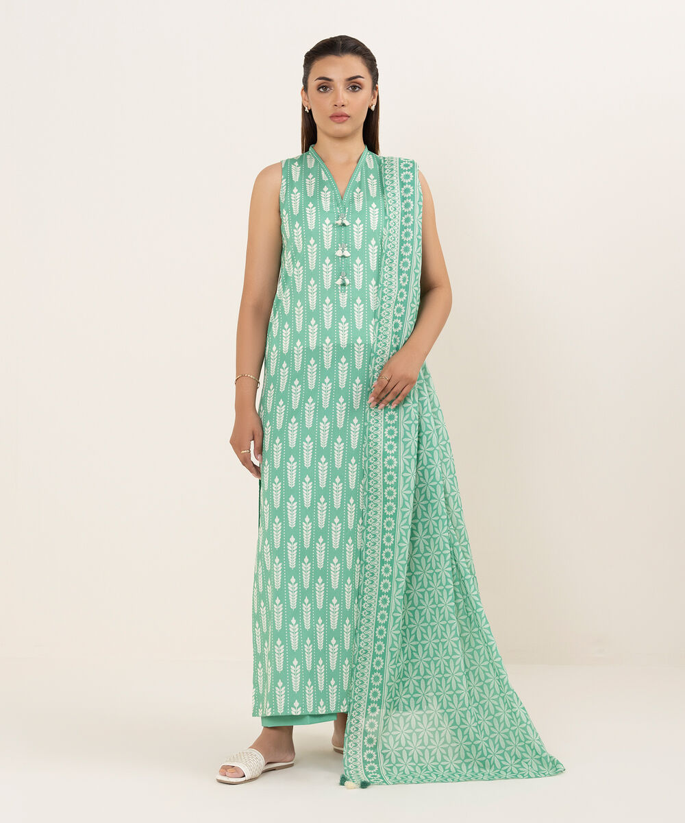 Women's Unstitched Lawn Printed Multi 3 Piece Suit