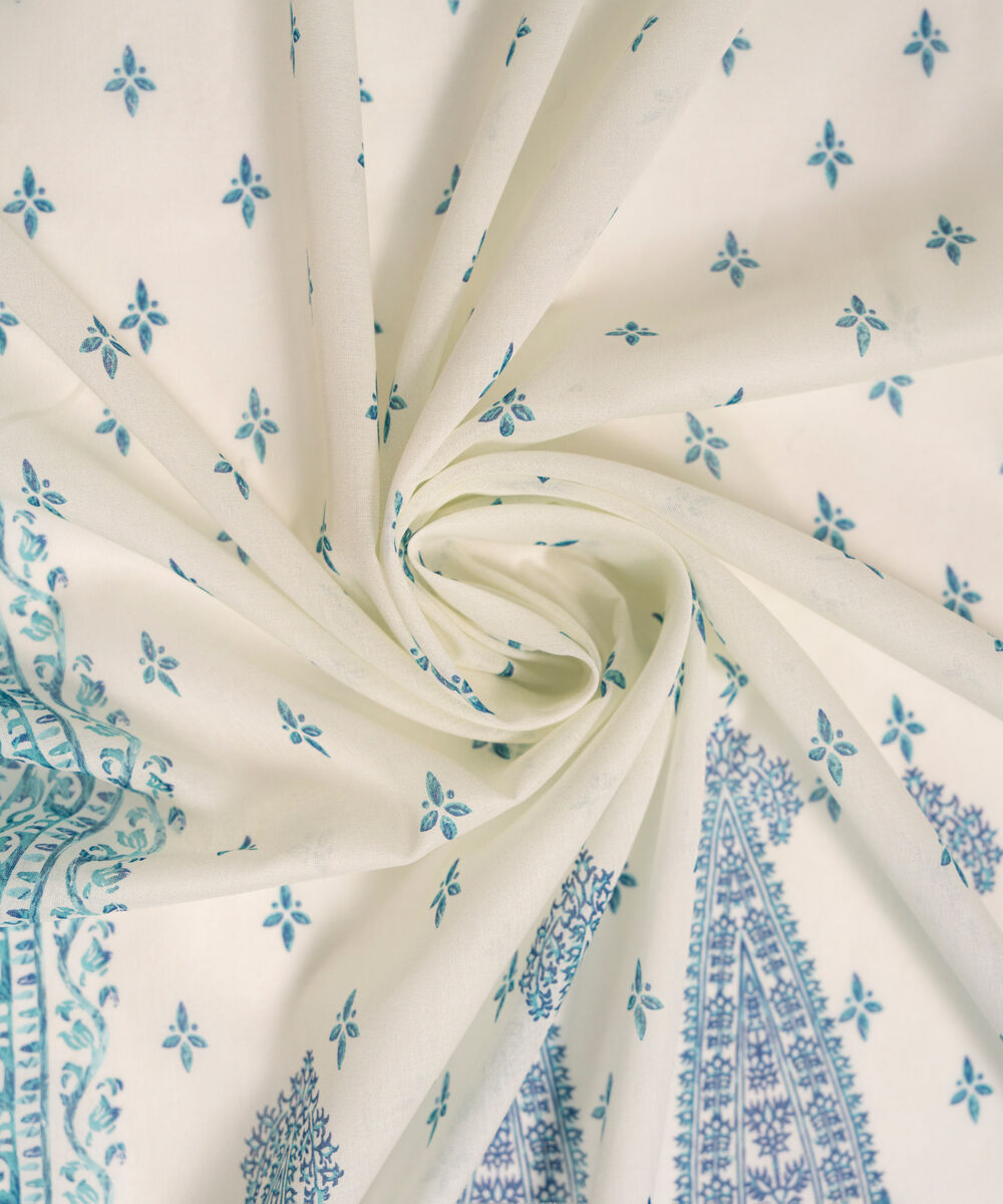 Lawn Printed White Dupatta