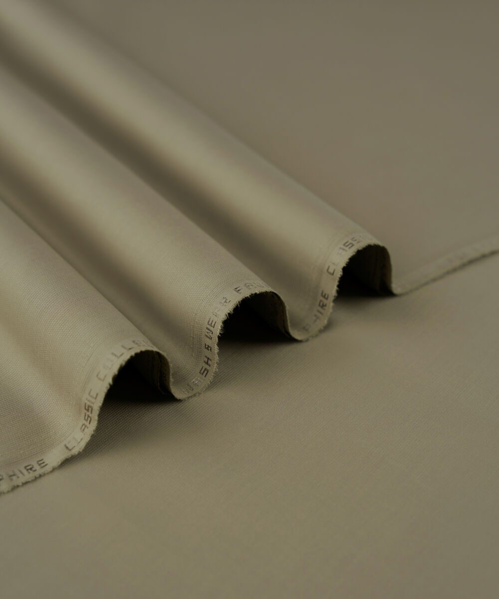 Men's Unstitched 2-Piece Dobby Wash & Wear Khaki Brown Suit