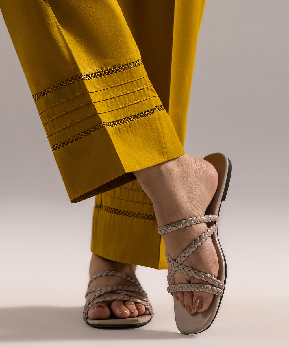 Women's RTW Cambric Solid Mustard Yellow Culottes