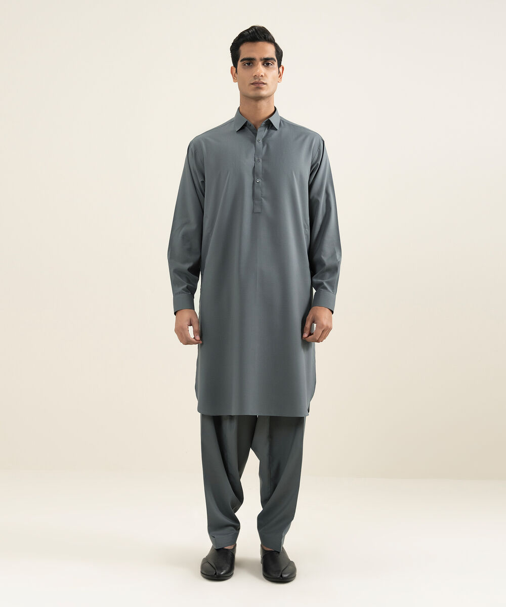Men's Stitched Grey Kurta Shalwar