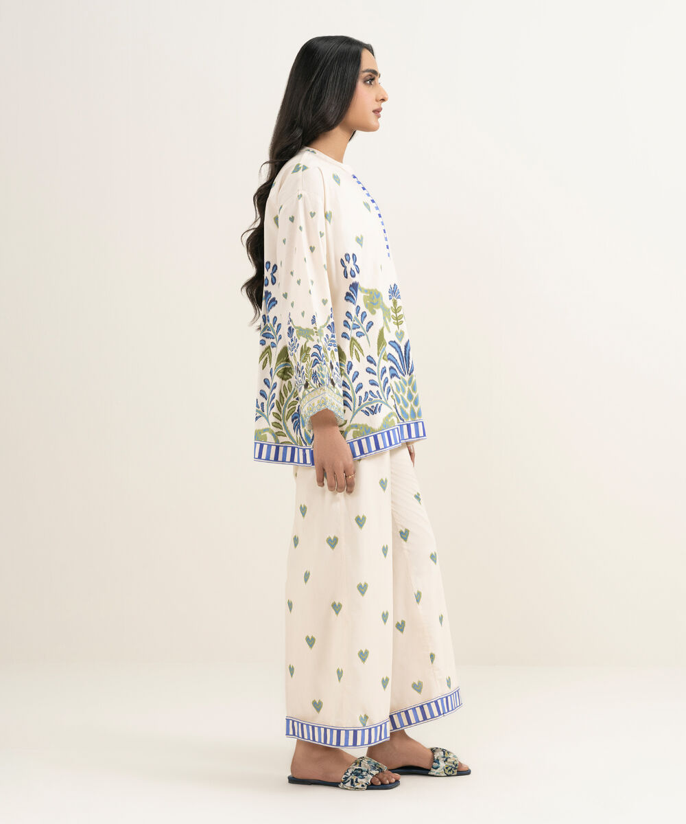 Women's RTW Cambric Embroidered Off White Boxy Shirt