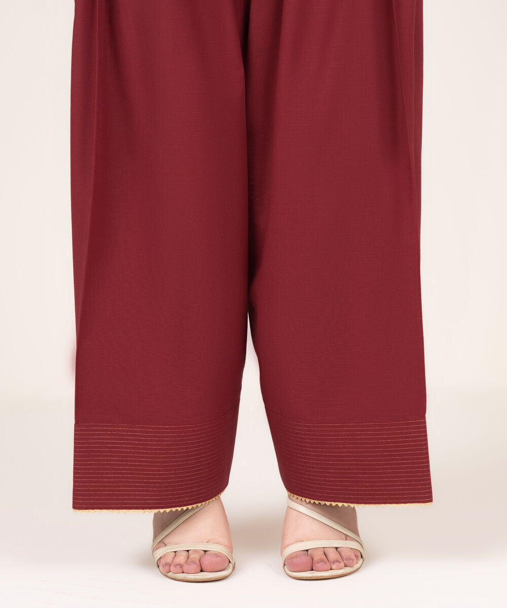 Women's RTW Cotton Red Farshi Shalwar