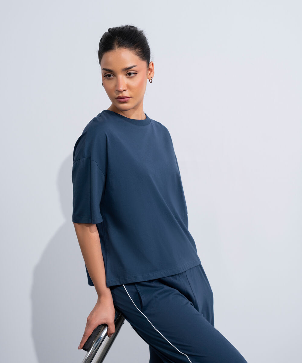 Women's Western Navy Loose Fit Supima T-Shirt