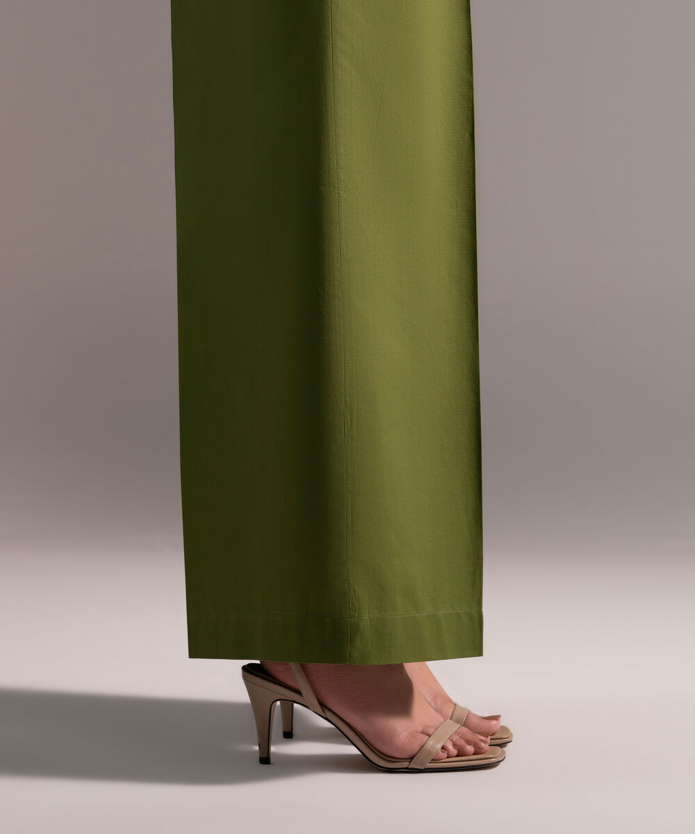 Women's RTW Cambric Solid Green Culottes