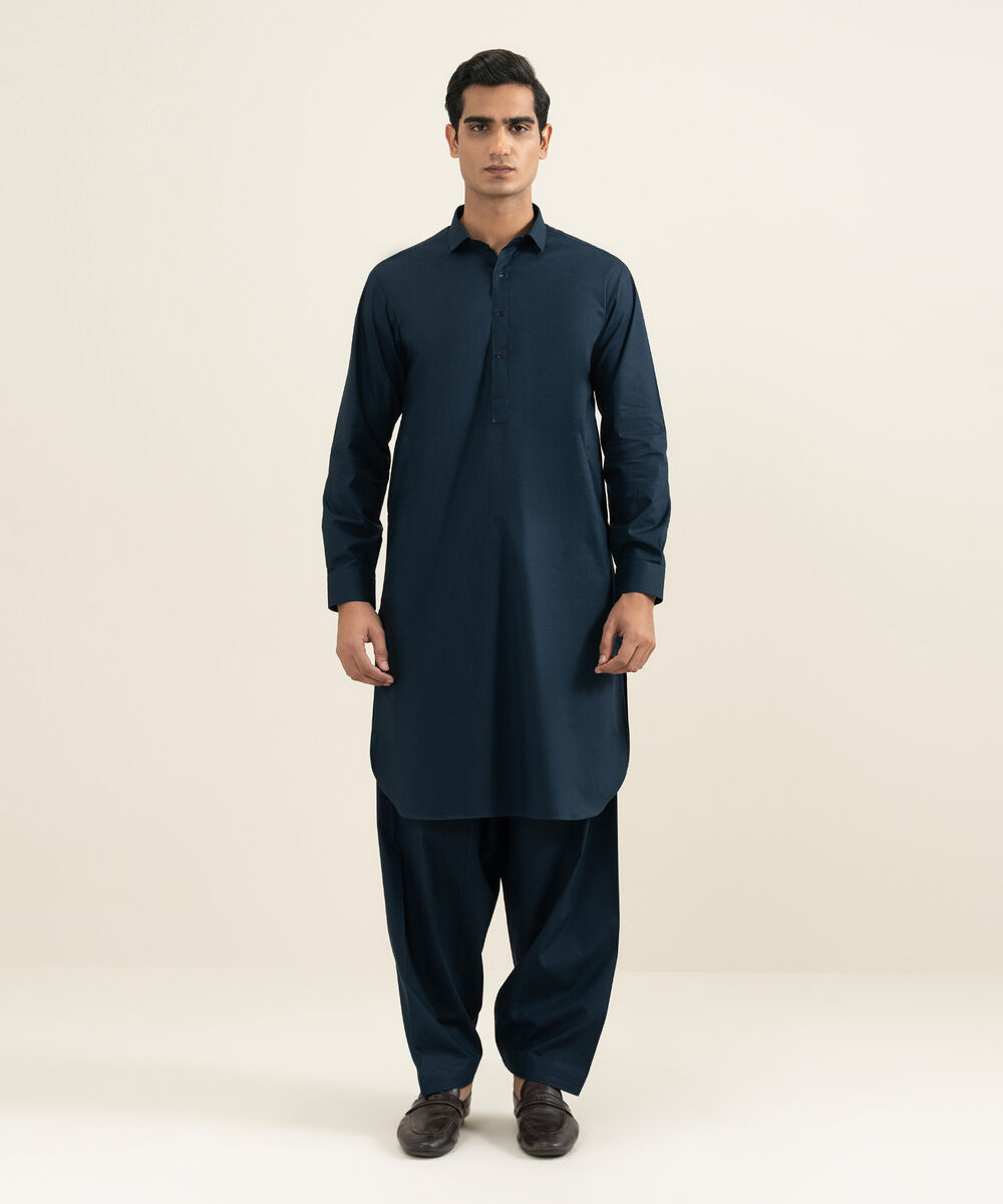 Men's Stitched Navy Kameez Shalwar
