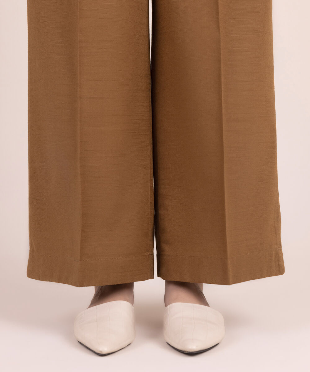 Women's RTW Khaddar Solid Brown Culottes