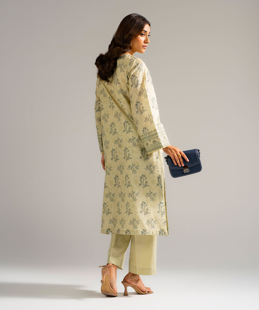 Women's RTW Self Jacquard Embroidered Off White 2 Piece Suit