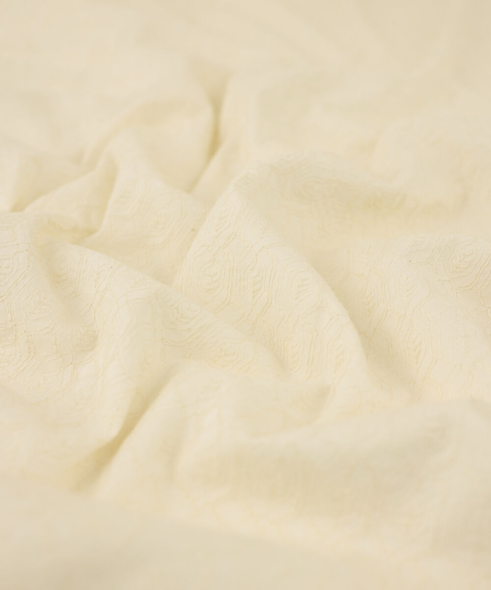 Men's Unstitched Cotton Schiffli Off White Kurta