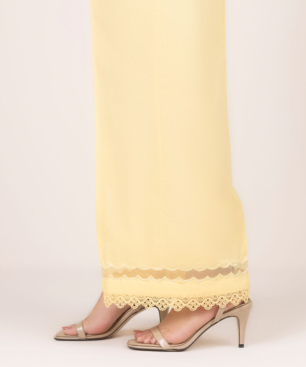 Women's RTW Lawn Embroidered Yellow Culottes