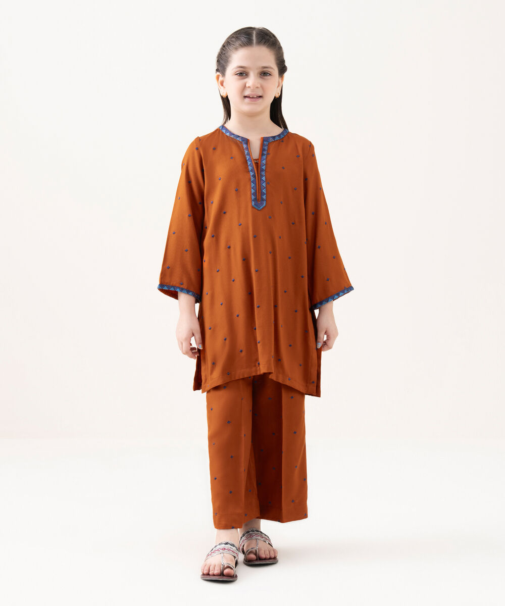 Girl's Bedford  Embroidered Rust 2 Piece Suit