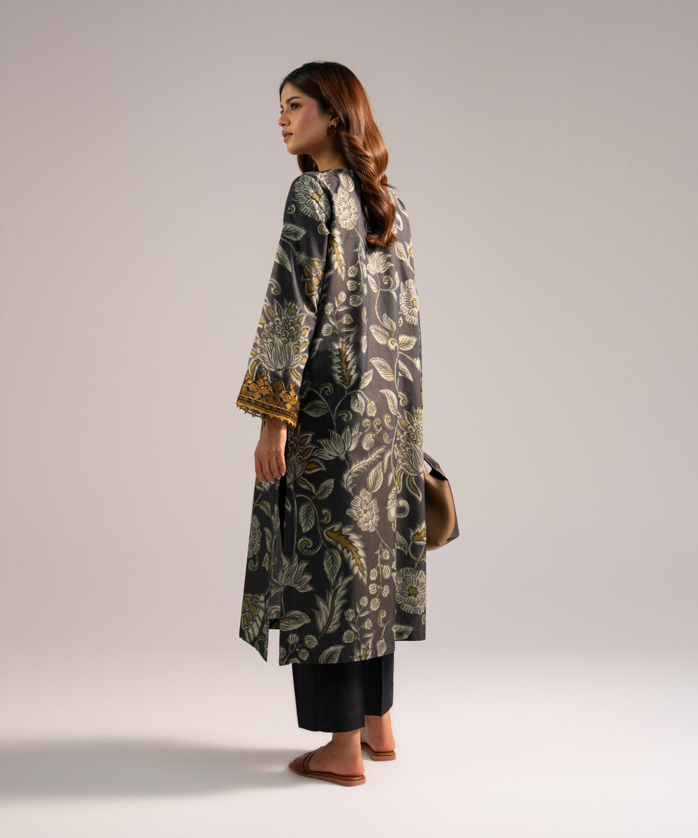 Women's RTW Zari Lawn Embroidered Black 2 Piece Suit