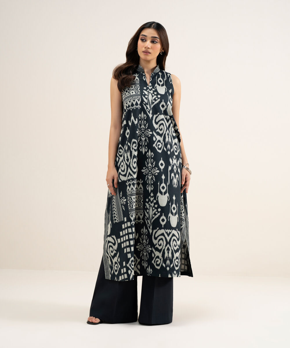 Women's Unstitched Lawn Printed Black Shirt