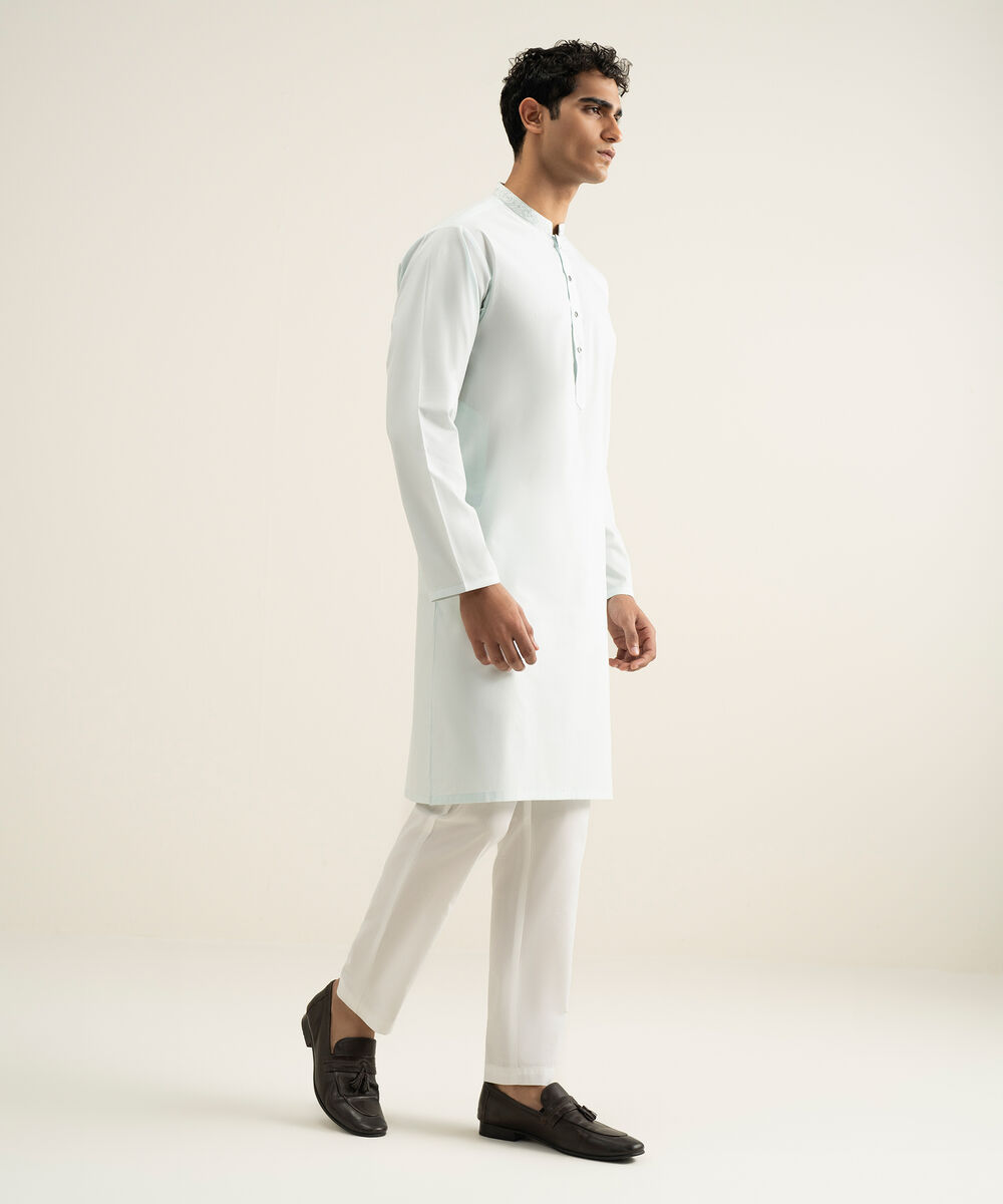 Men's light aqua 100% Cotton Kurta