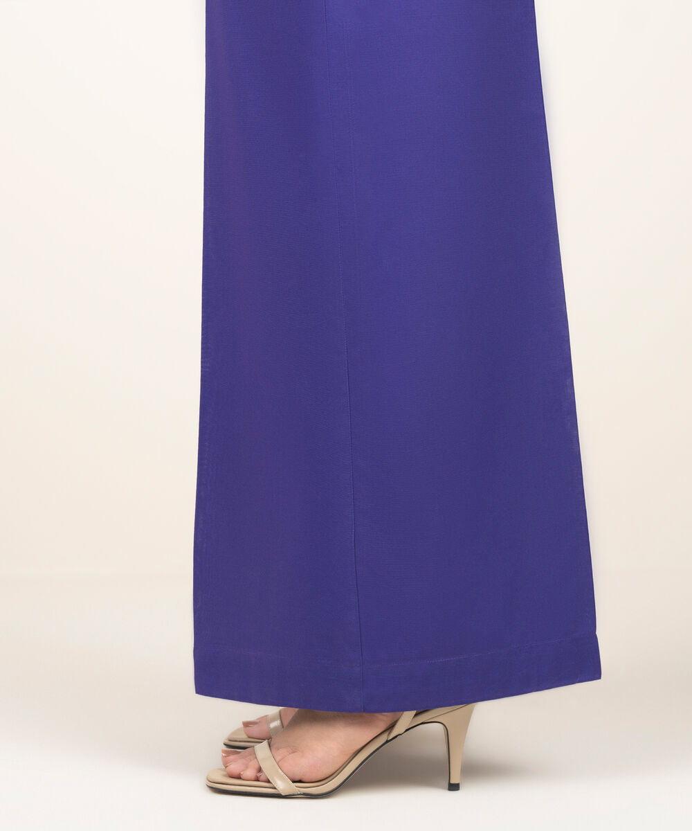 Women's RTW Cambric Solid Purple Flared Pants