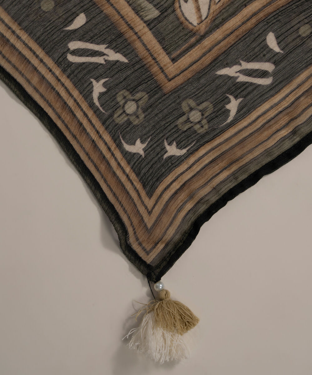 Blended Chiffon Printed Black Dupatta