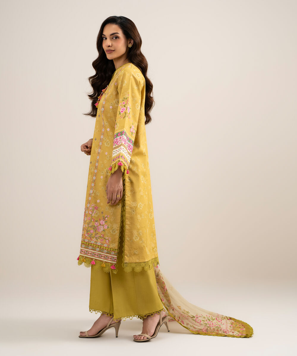 Women's Unstitched Lawn Embroidered Green