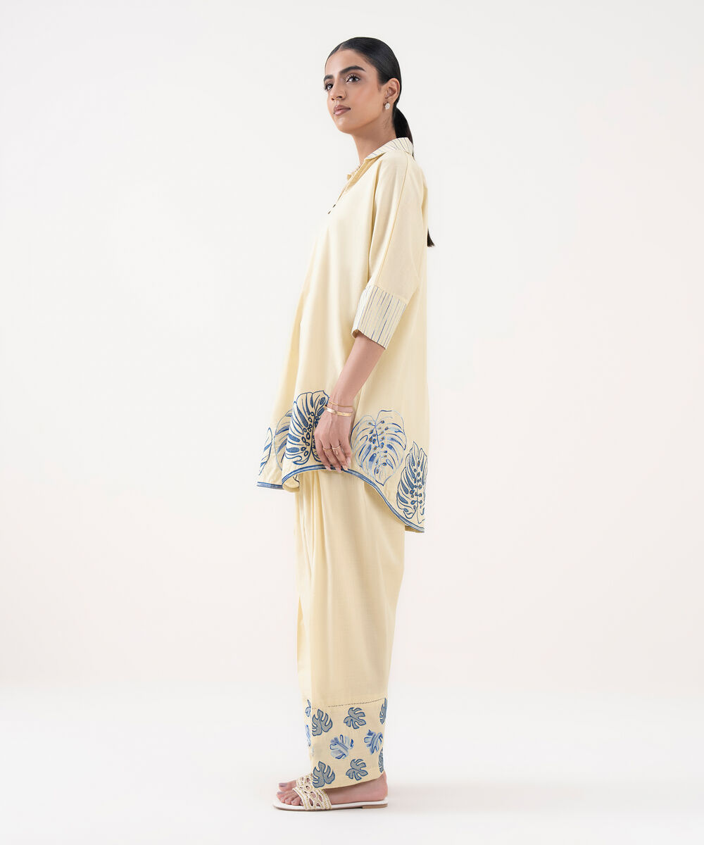 Women's RTW Cross Hatch White Embroidered Boxy Shirt