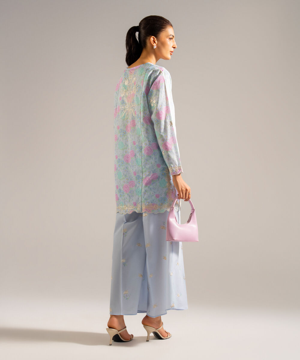Women's RTW Lawn Embroidered Blue 2 Piece Suit