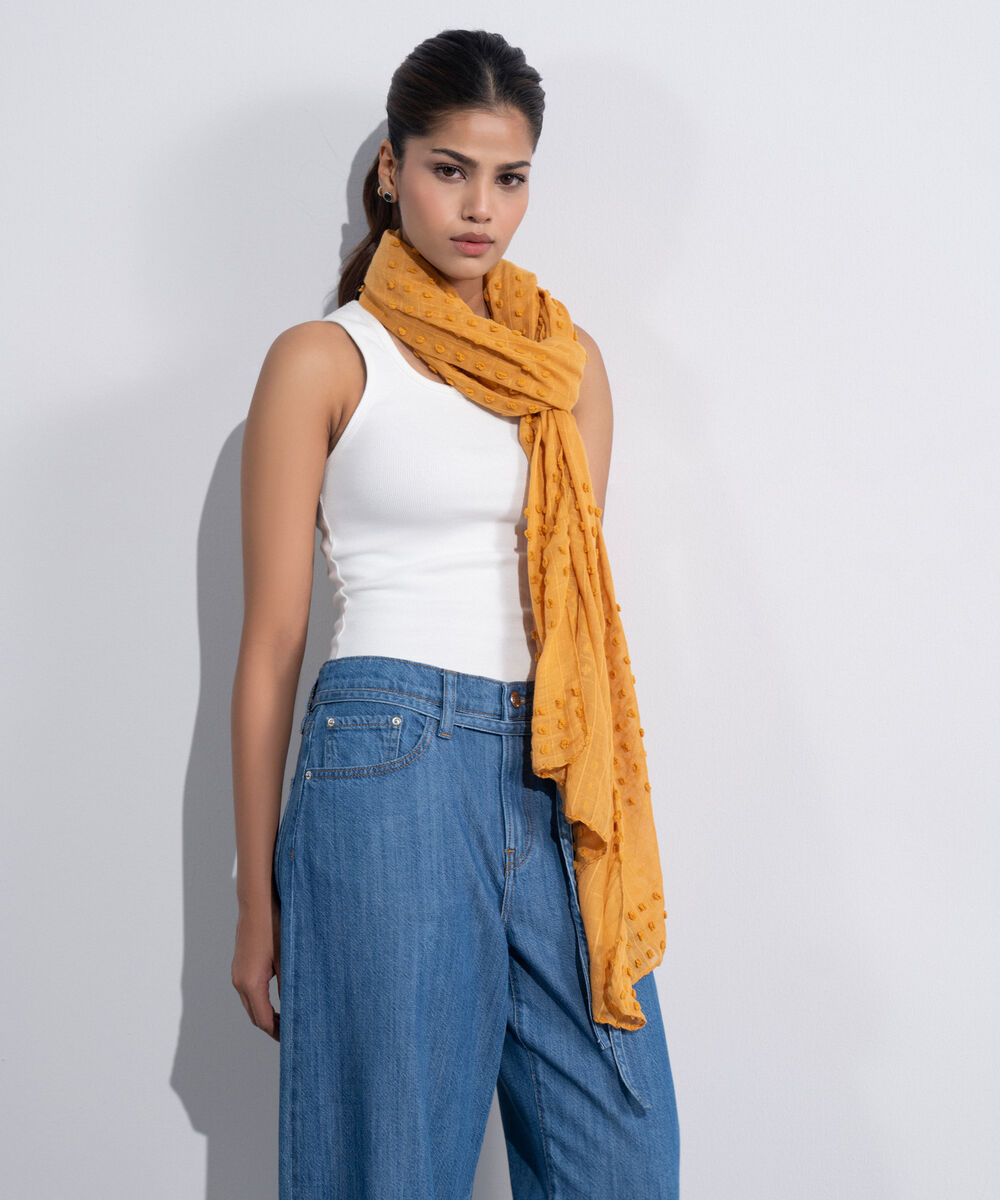 Women's Western Mustard Rectangular Scarf