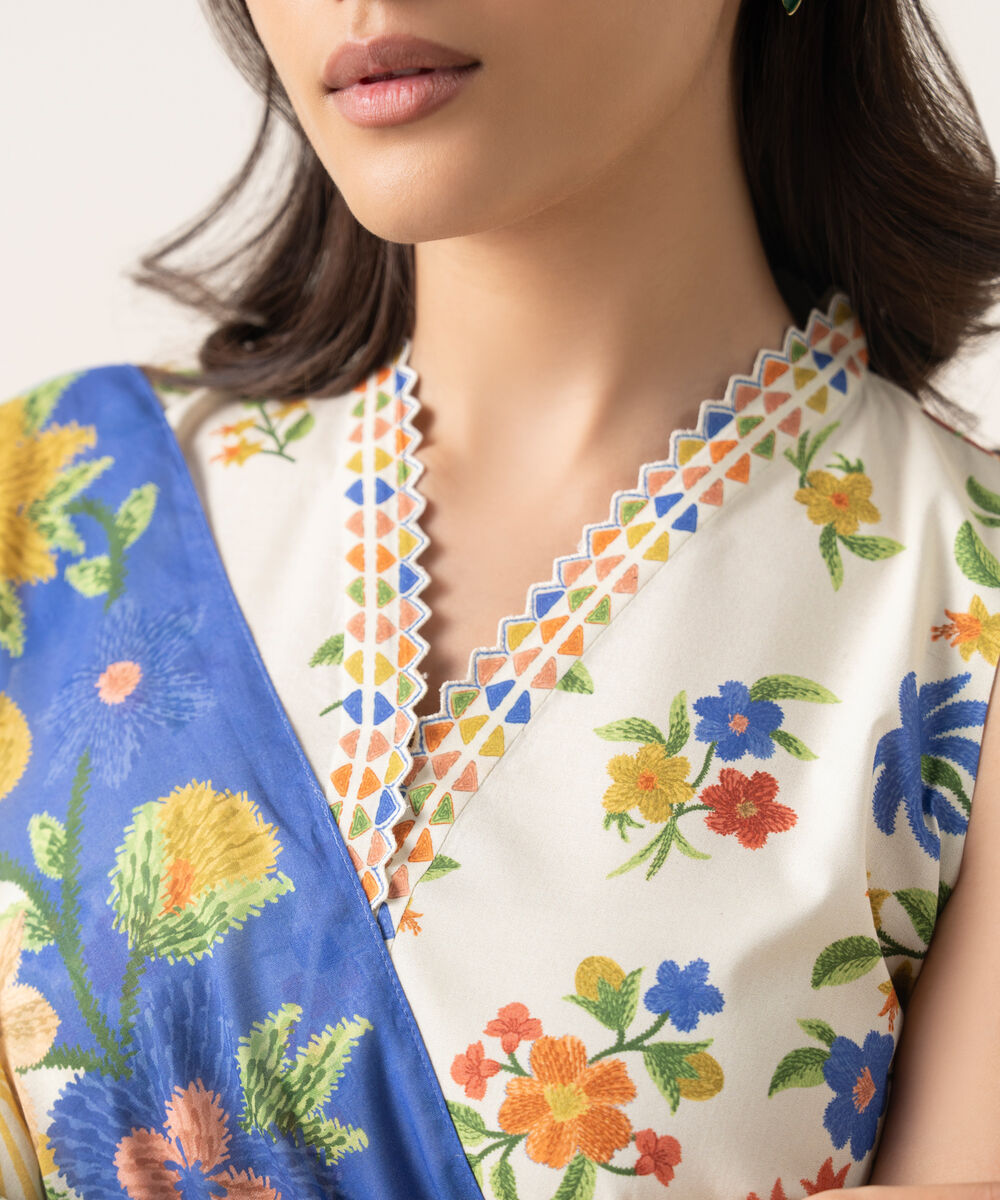 Women's Unstitched Lawn Printed Multi 3 Piece Suit