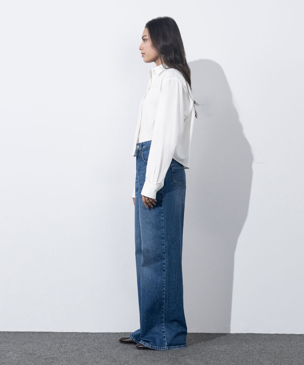 Women's Western Wear Mid Wash Wide Leg Jeans