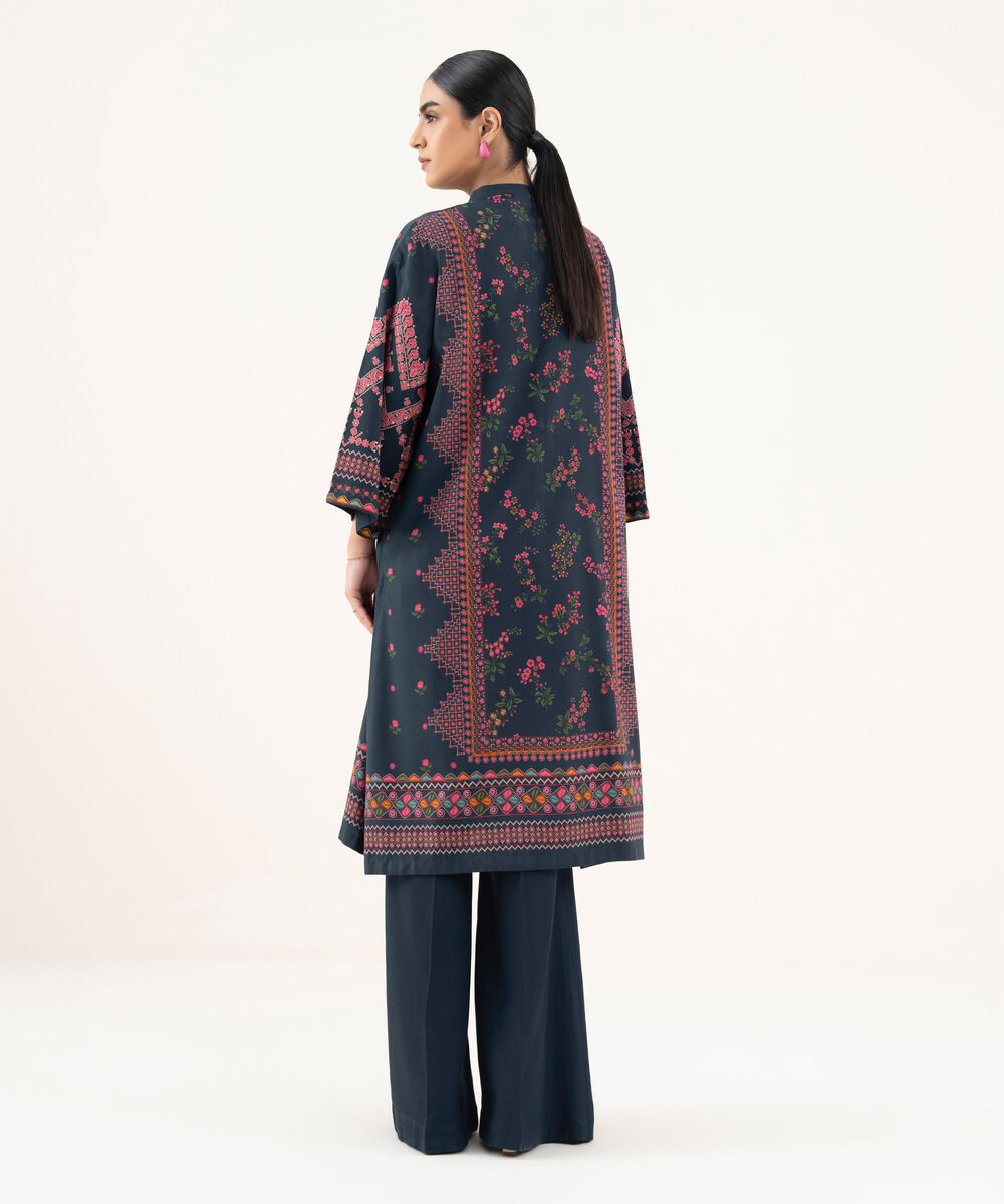 Women's Unstitched Viscose Khaddar Printed Blue 2 Piece Suit