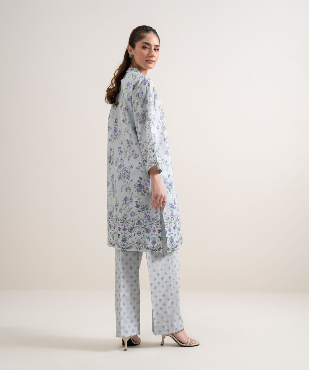 Women's Unstitched Lawn Printed Grey 2 Piece Suit
