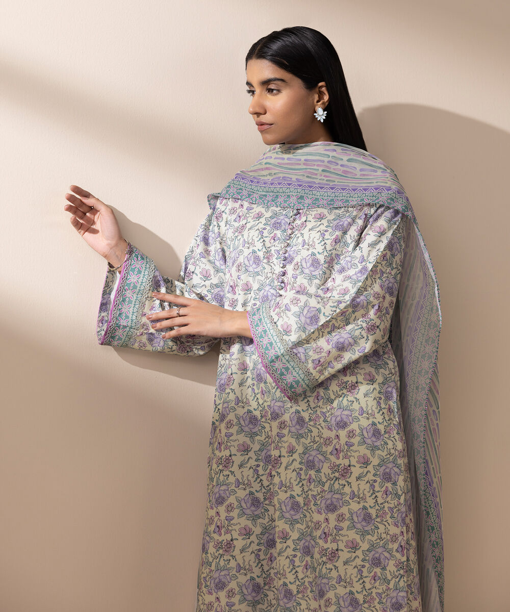 Women's Unstitched Lawn Printed Multi 3 Piece Suit