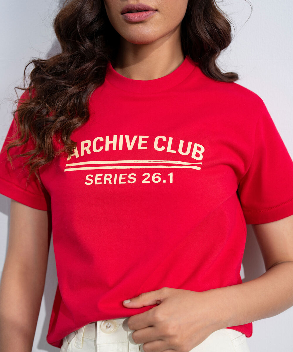 Women's Western Red Graphic T-Shirt In Mercerized Cotton Jersey