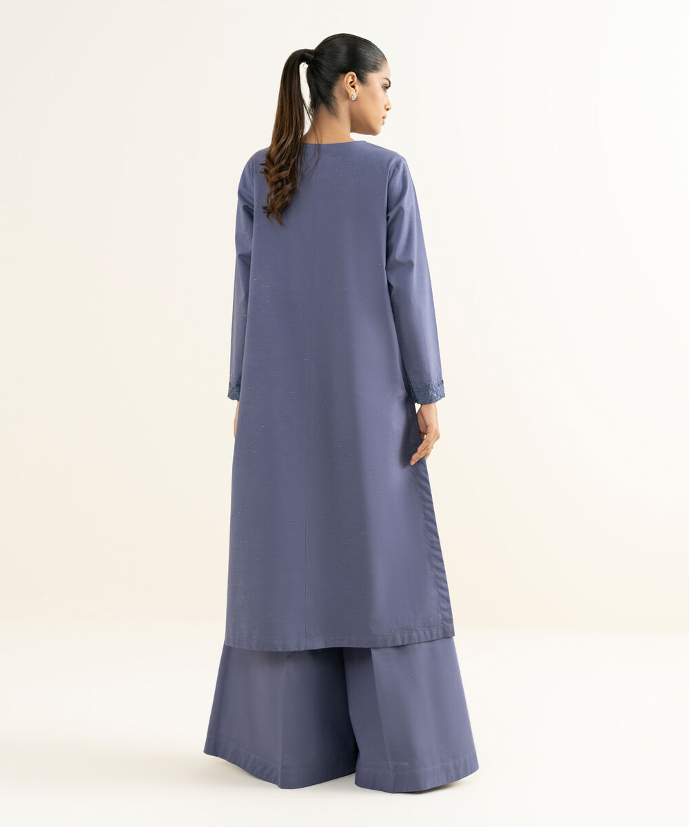 Women's RTW Multineps Embroidered Dark Grey Straight Shirt