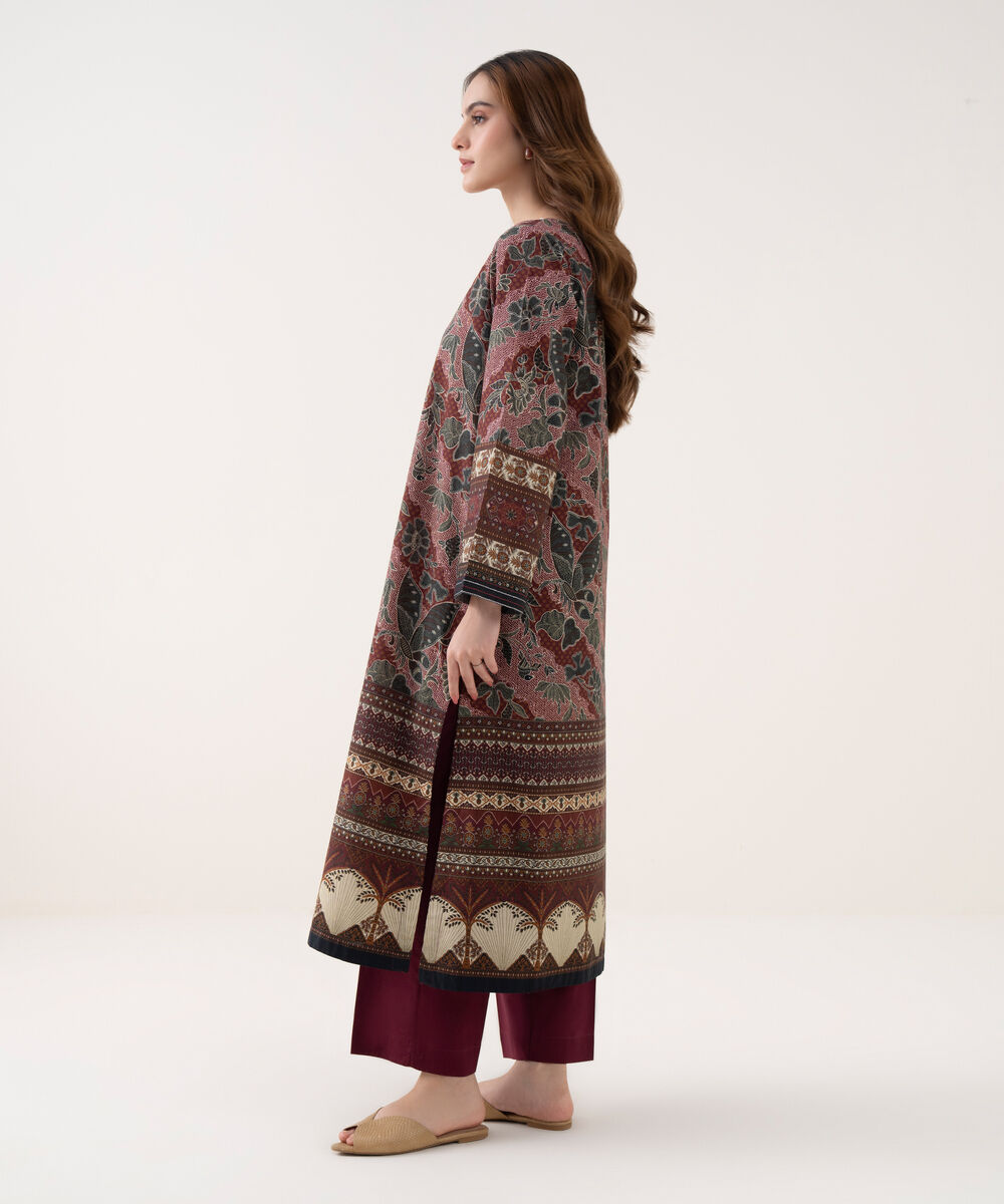 Women's RTW Cambric Printed A-Line Red Shirt