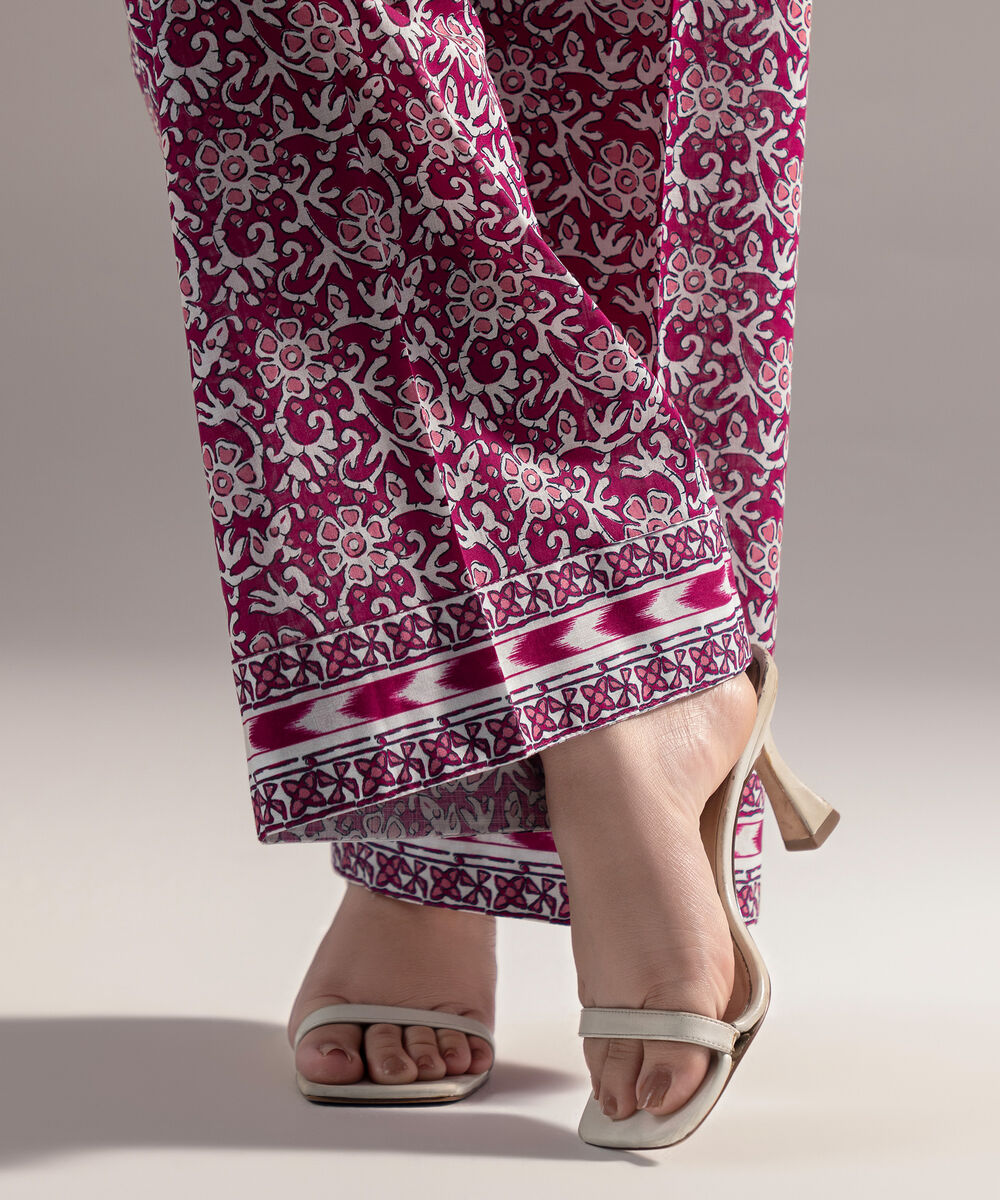 Women's RTW Crosshatch Printed Pink Culottes
