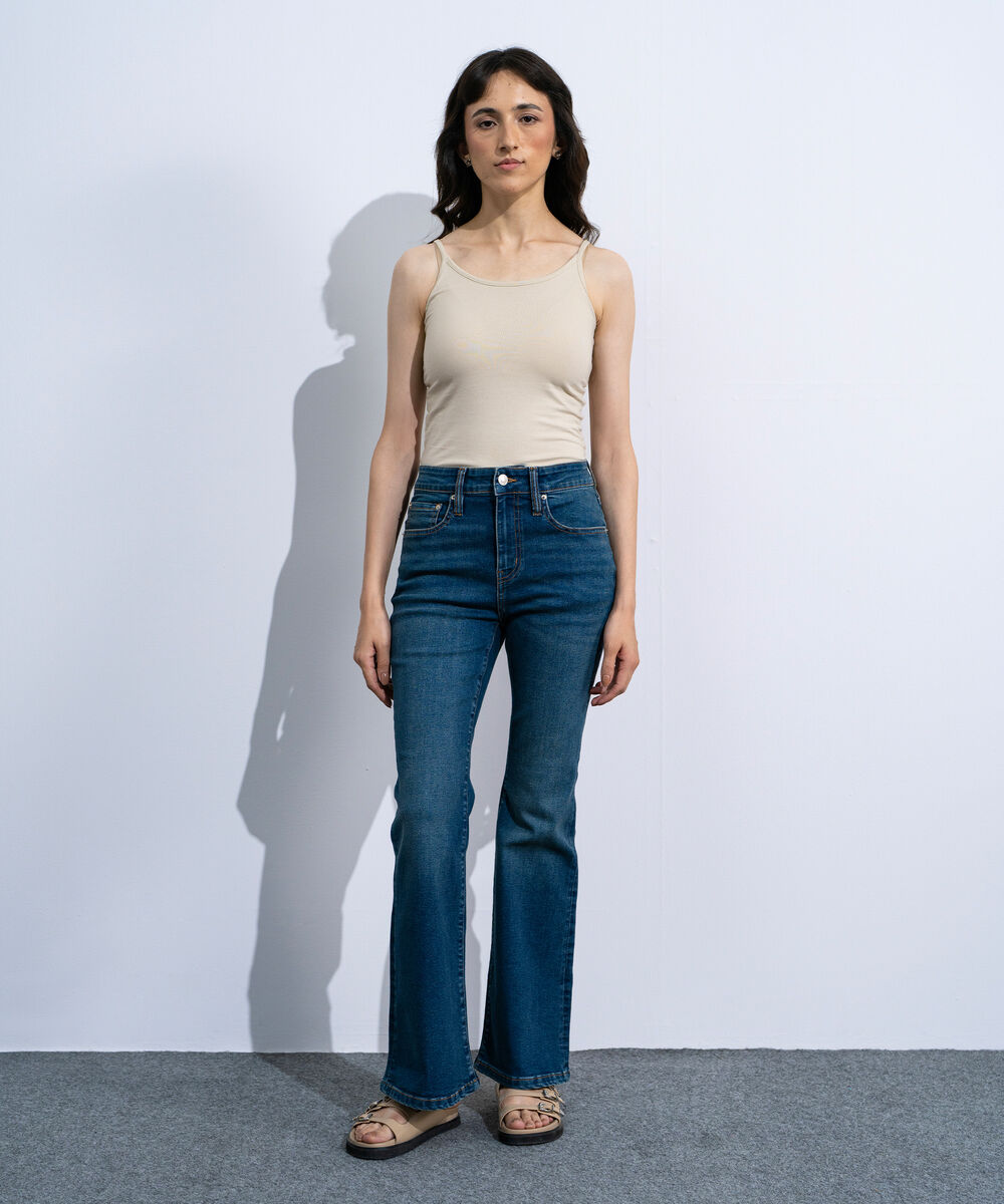 Women's Mid Wash High Rise Bootcut Jeans