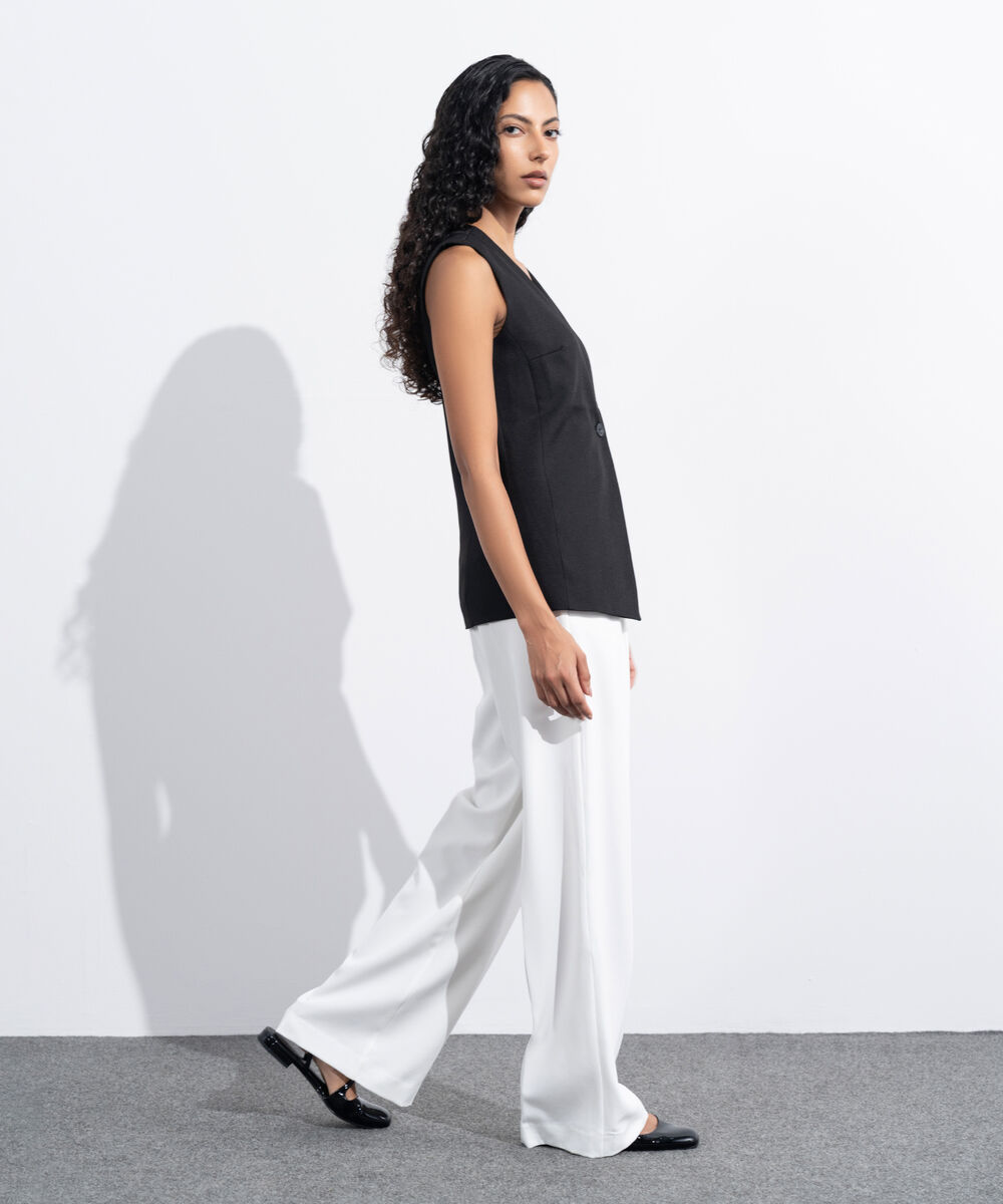 Women's Western Wear Black Tailored Long Waistcoat