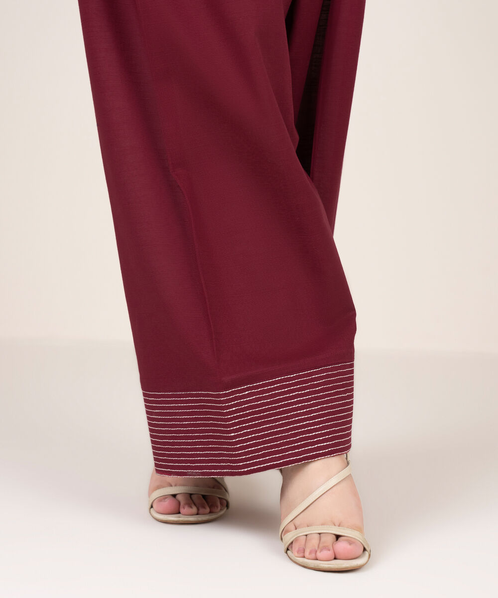 Women's RTW Khaddar Embroidered Maroon Shalwar