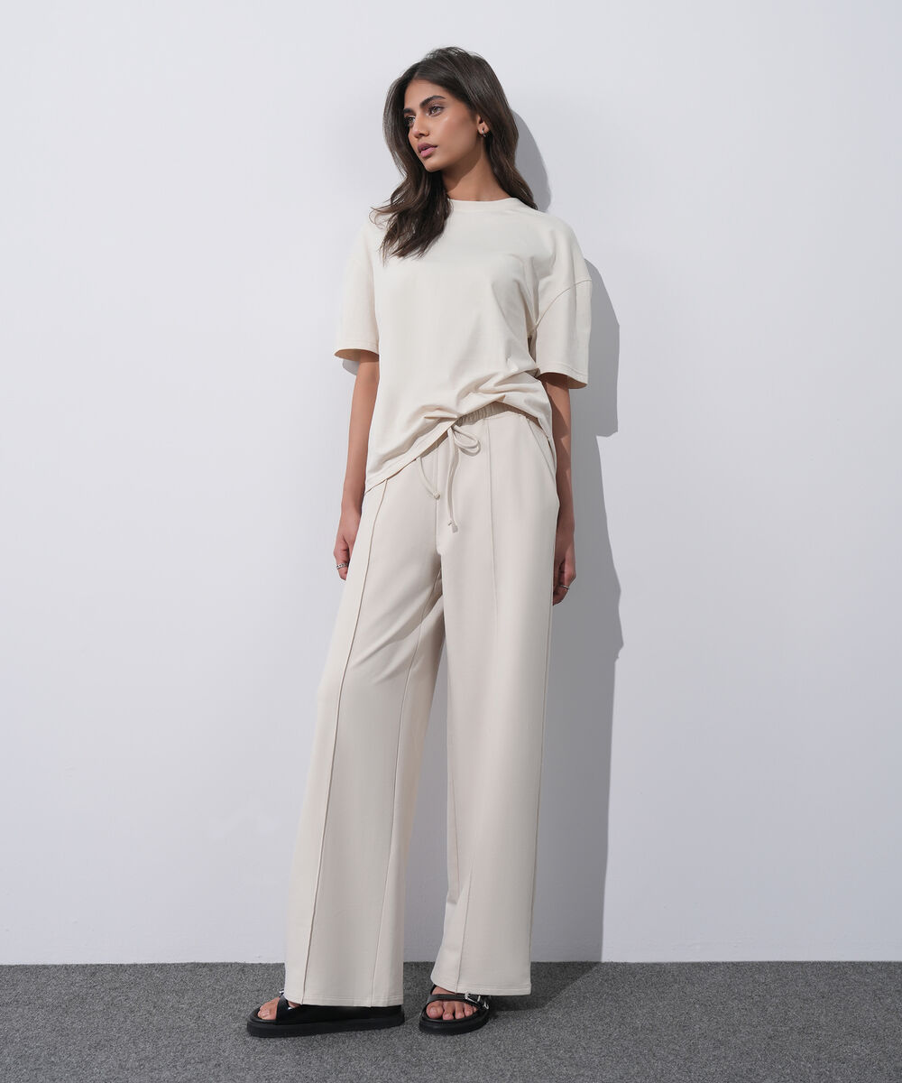 Women's Western Wear Ivory Loose-Fit T-Shirt