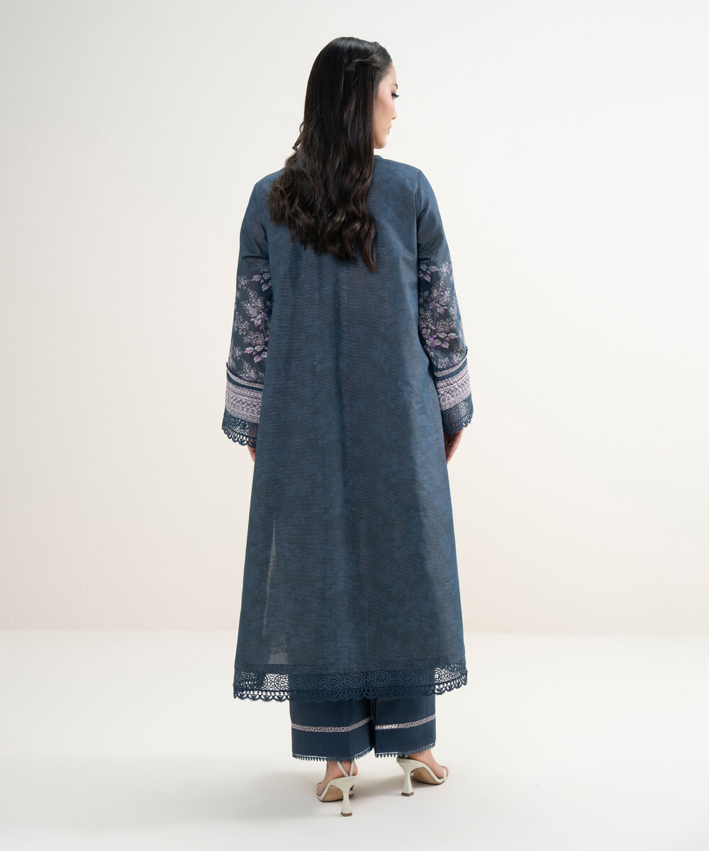 Women's RTW Zari Lawn Embroidered Dark Blue 2 Piece Suit