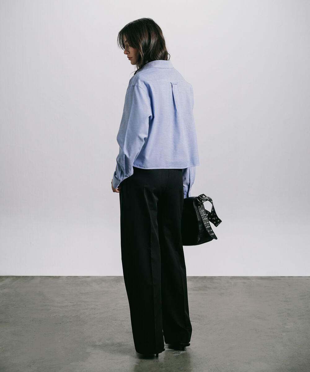 Women's Western Wear White Loose-Fit Oxford Shirt