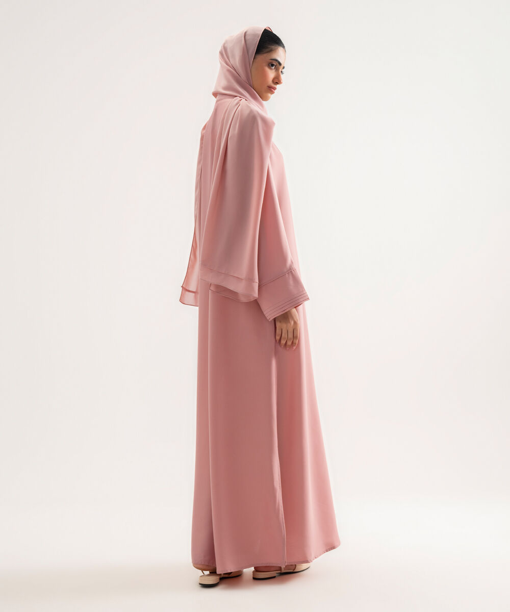 Women's Polyester Pink Regular Abaya Set