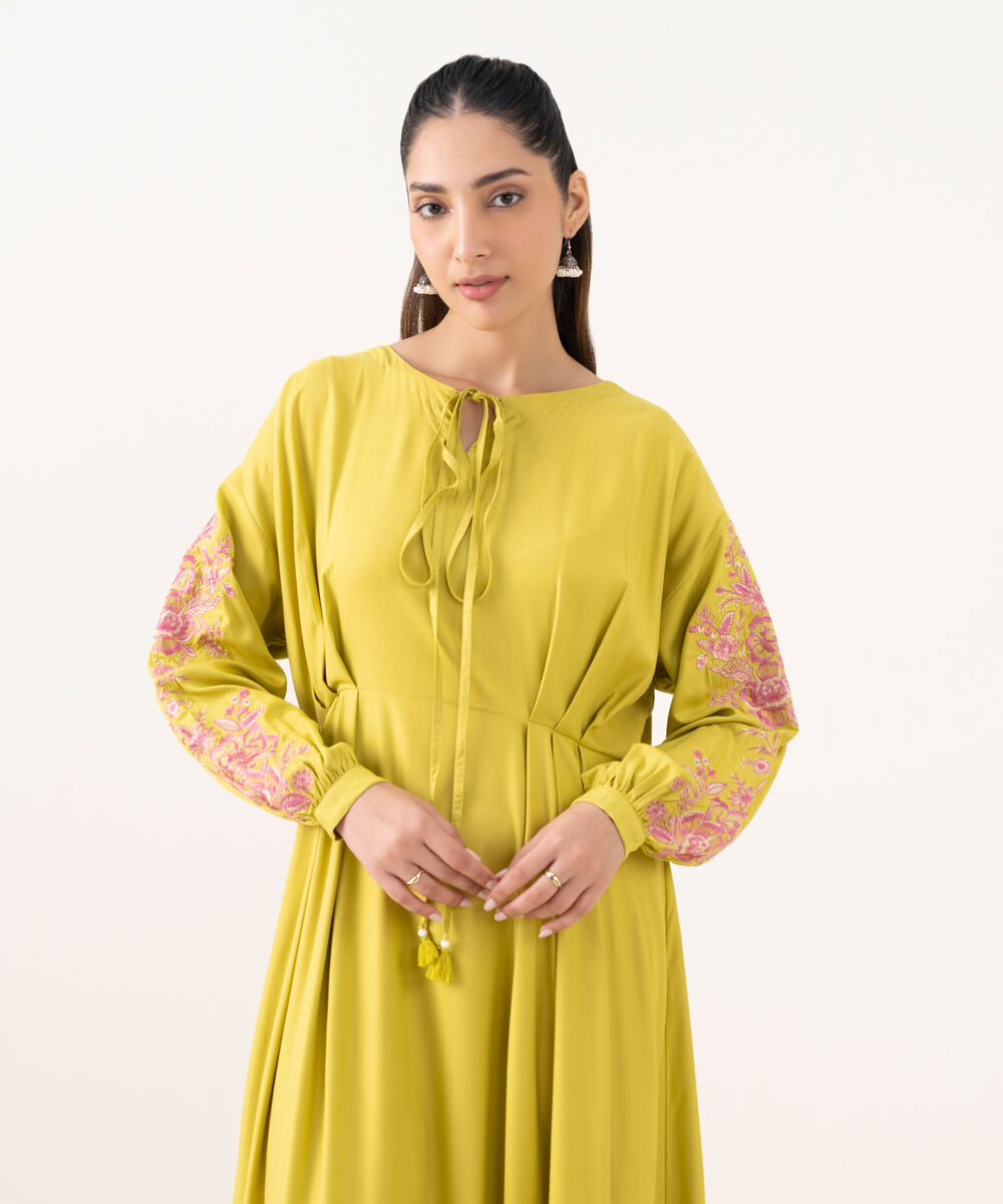 Women's RTW Viscose Marina Green Dyed Dress