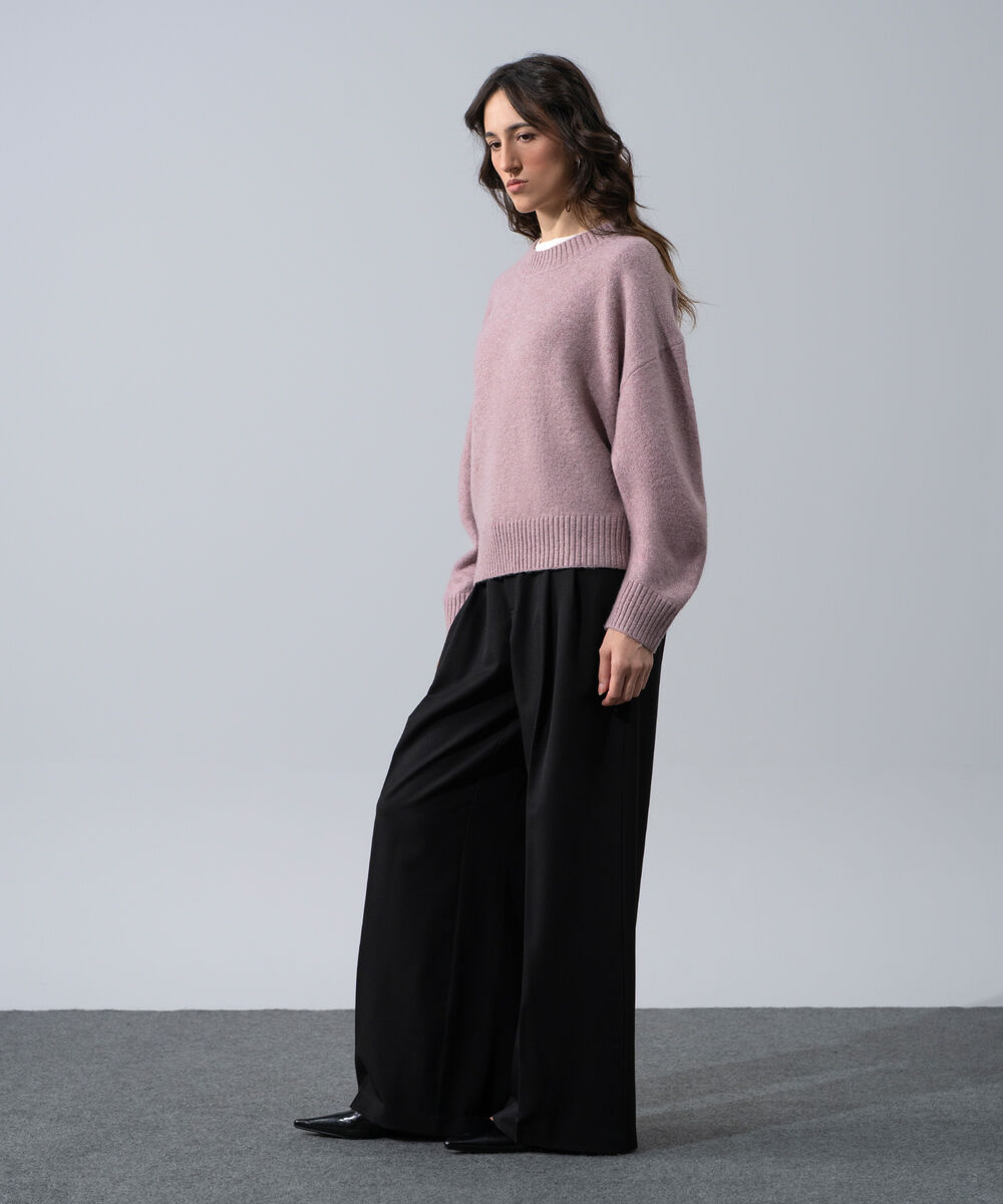 Women's Western Wear Pink Round Neck Knit Sweater