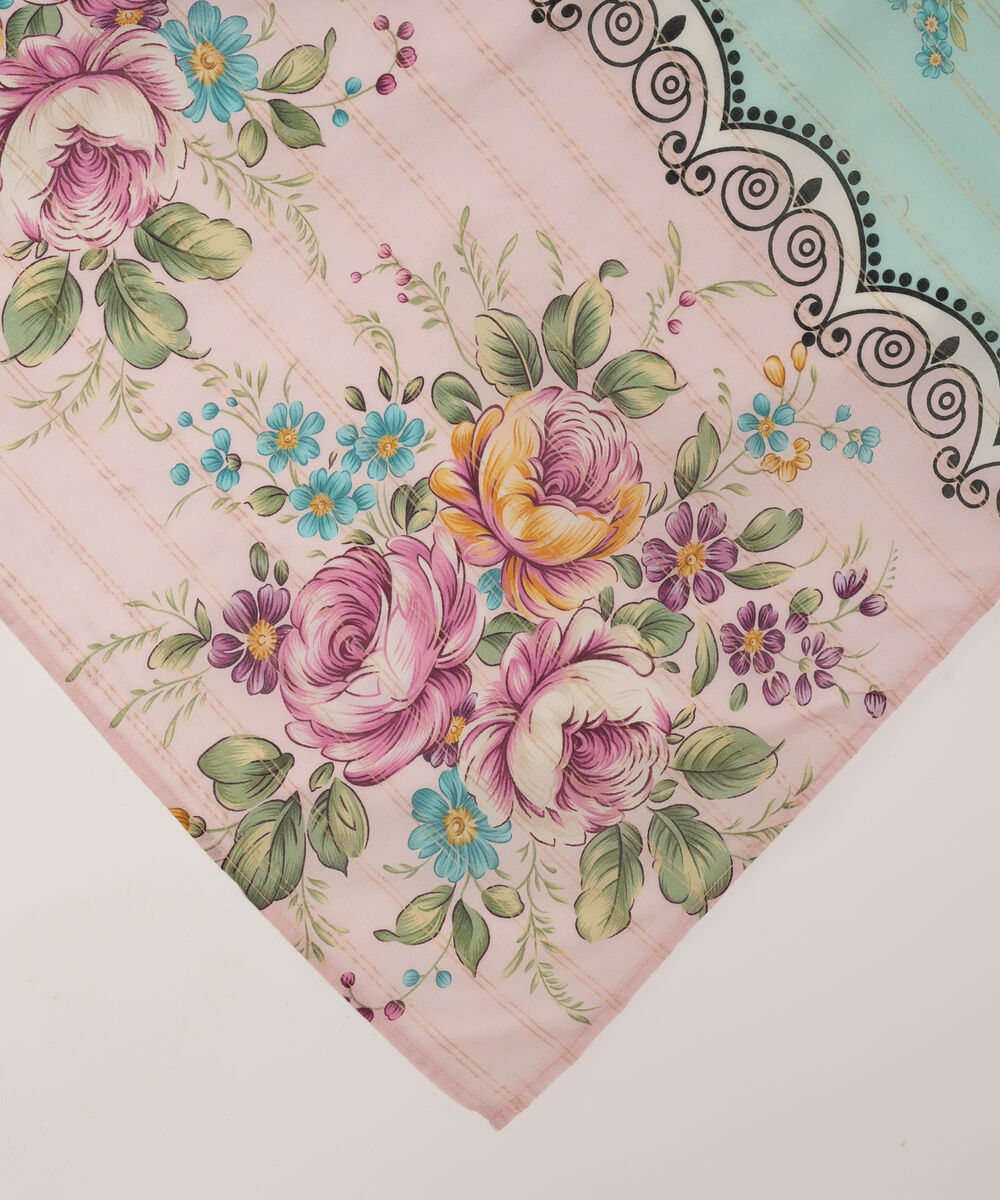 Zari Lawn Printed Light Blue Dupatta