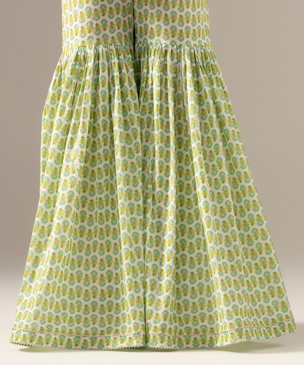 Women's RTW Crosshatch Printed White Gharara