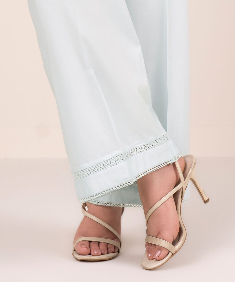 Women's RTW Cambric Solid Blue Culottes