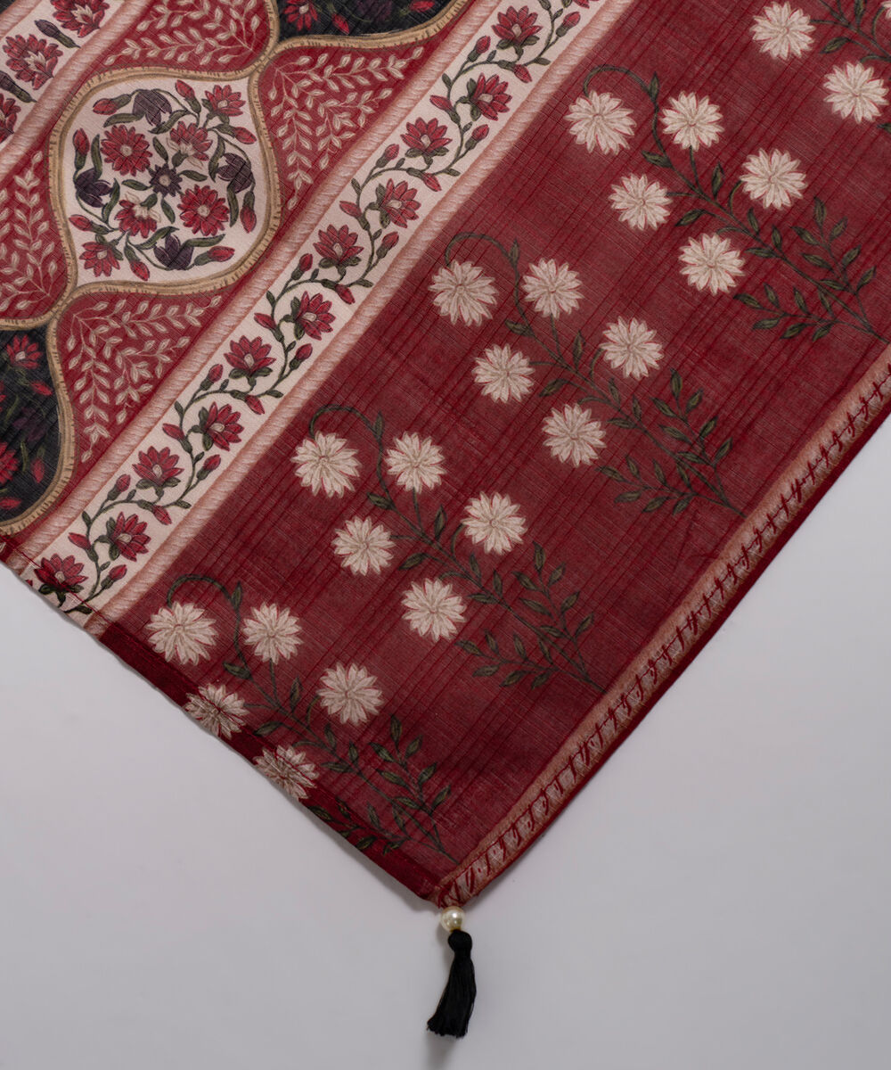Textured Voile Printed Black Dupatta